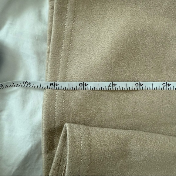 SHEIN | Black Ribbed Mock Neck Top & Beige Button-Front Midi Skirt | Size Medium - Picture 6 of 6